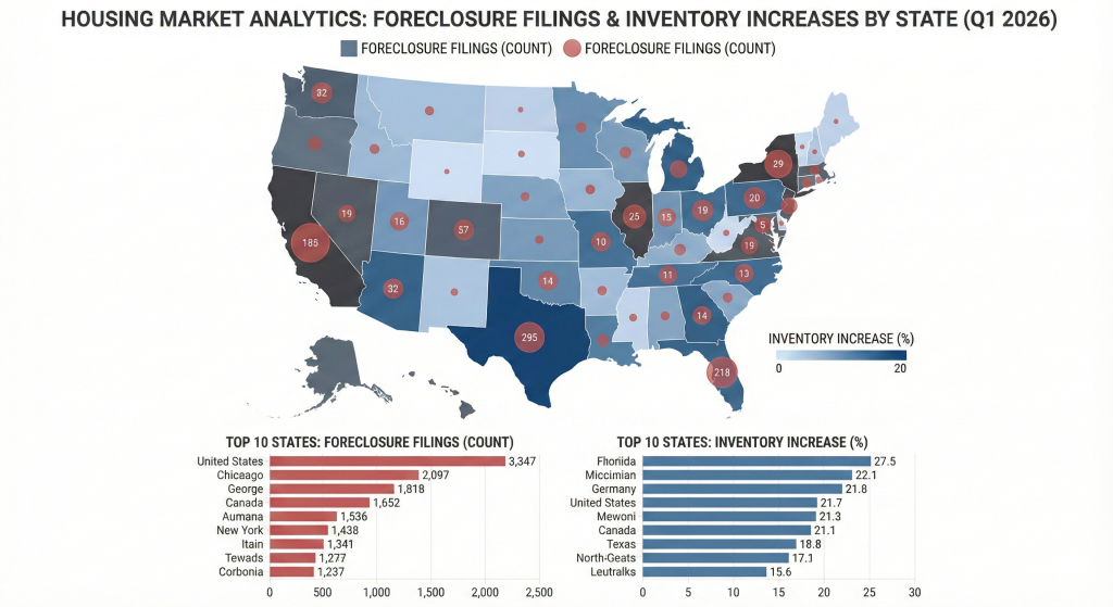 Rising foreclosure and housing inventory trends across stressed U.S. states.