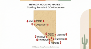 Nevada housing meltdown 2025 map showing price cuts in Las Vegas, Reno, and Henderson
