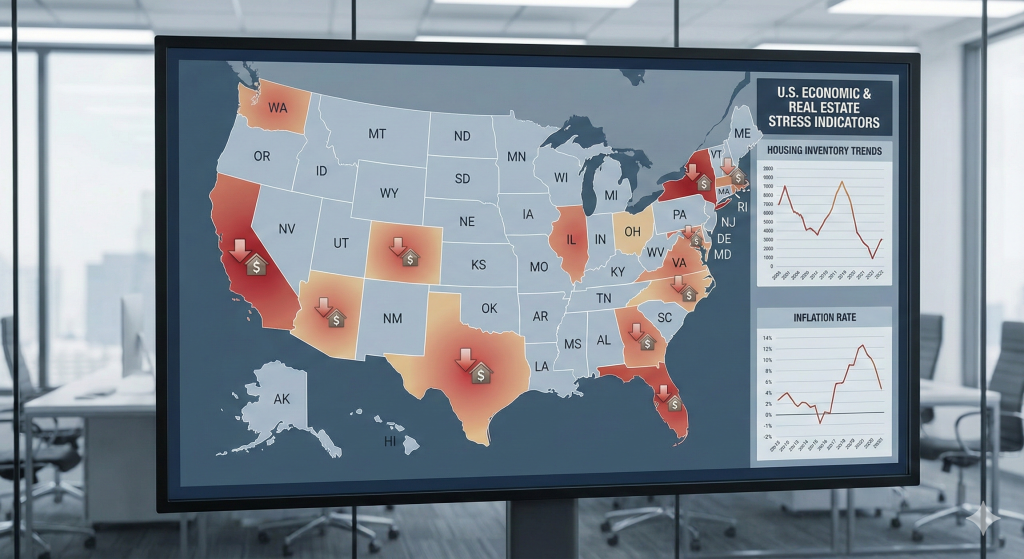 States that will collapse first recession 2026 shown on U.S. risk map.