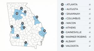 Georgia housing crash 2025 metro map showing where bidding wars ended