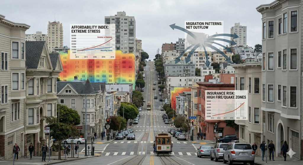 San Francisco leading worst cities to buy a home in California 2026.