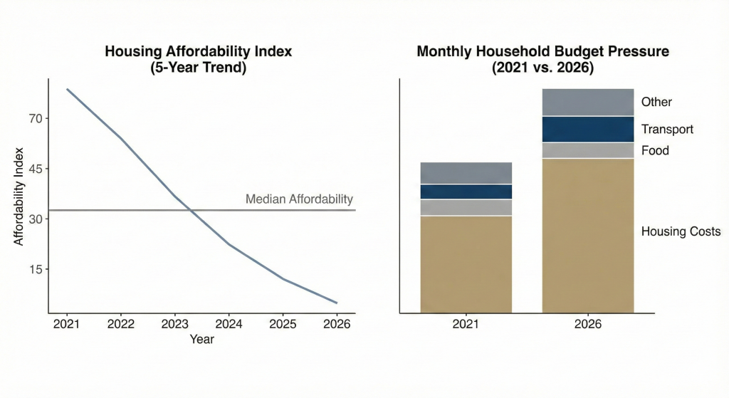 Housing affordability gaps driving U.S. states housing collapse recession risk.