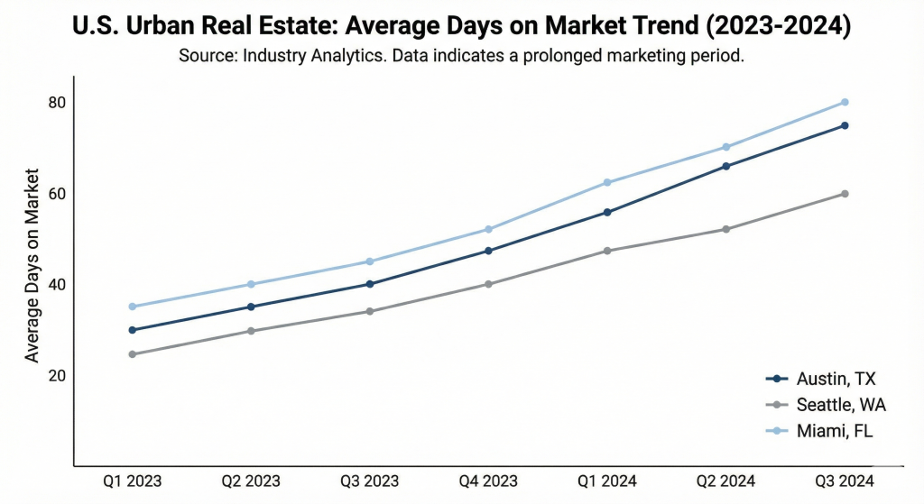 Rising days on market in 2026 housing collapse cities based on Zillow data.