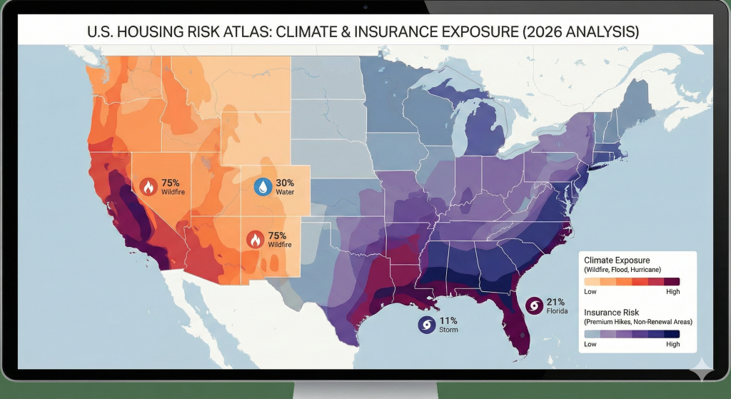 Insurance risk accelerating housing stress in U.S. recession states.
